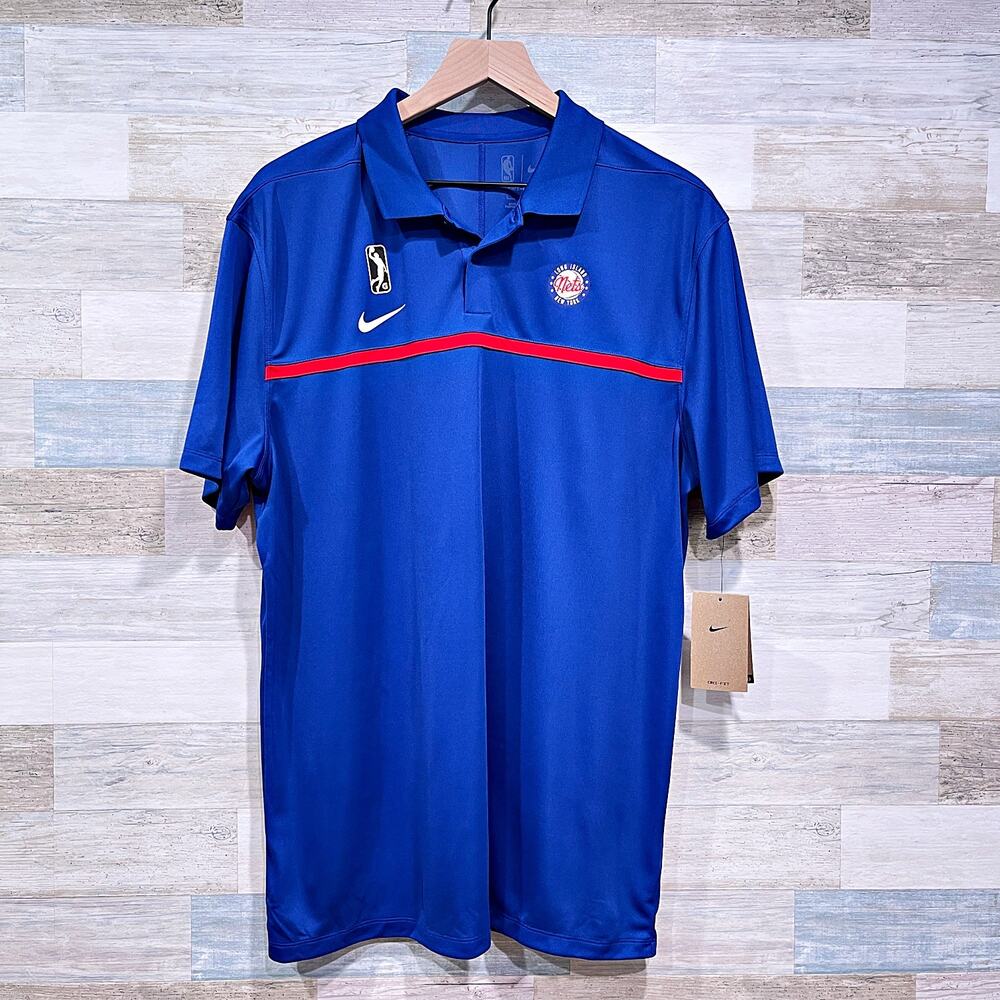 Long Island NY Nets NBA G League Nike Golf Dri Fit Polo Shirt Mens Large